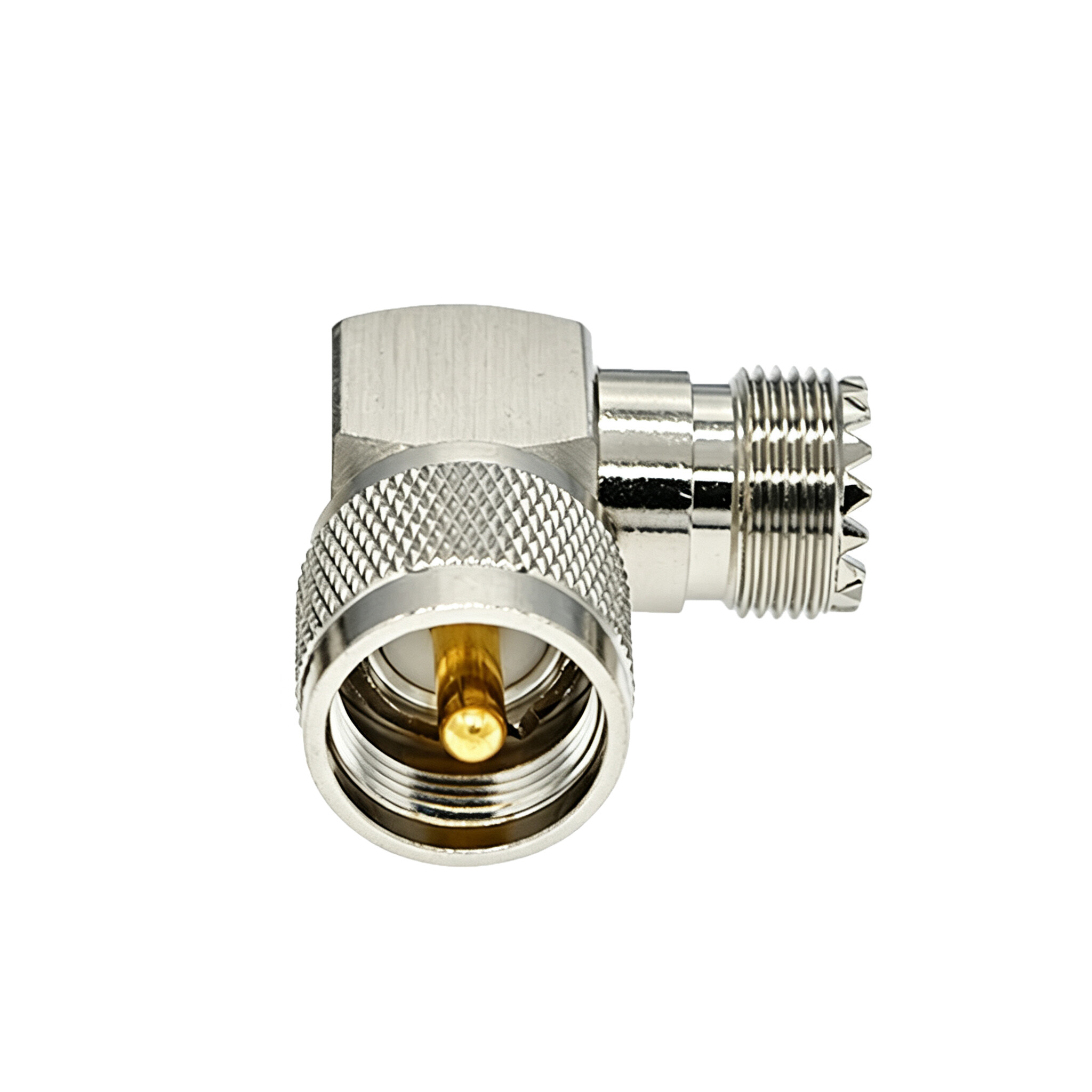 ZKT UHF Male to UHF Female 90 Degree Right Angle RF Coaxial Adapter 50 Ohm