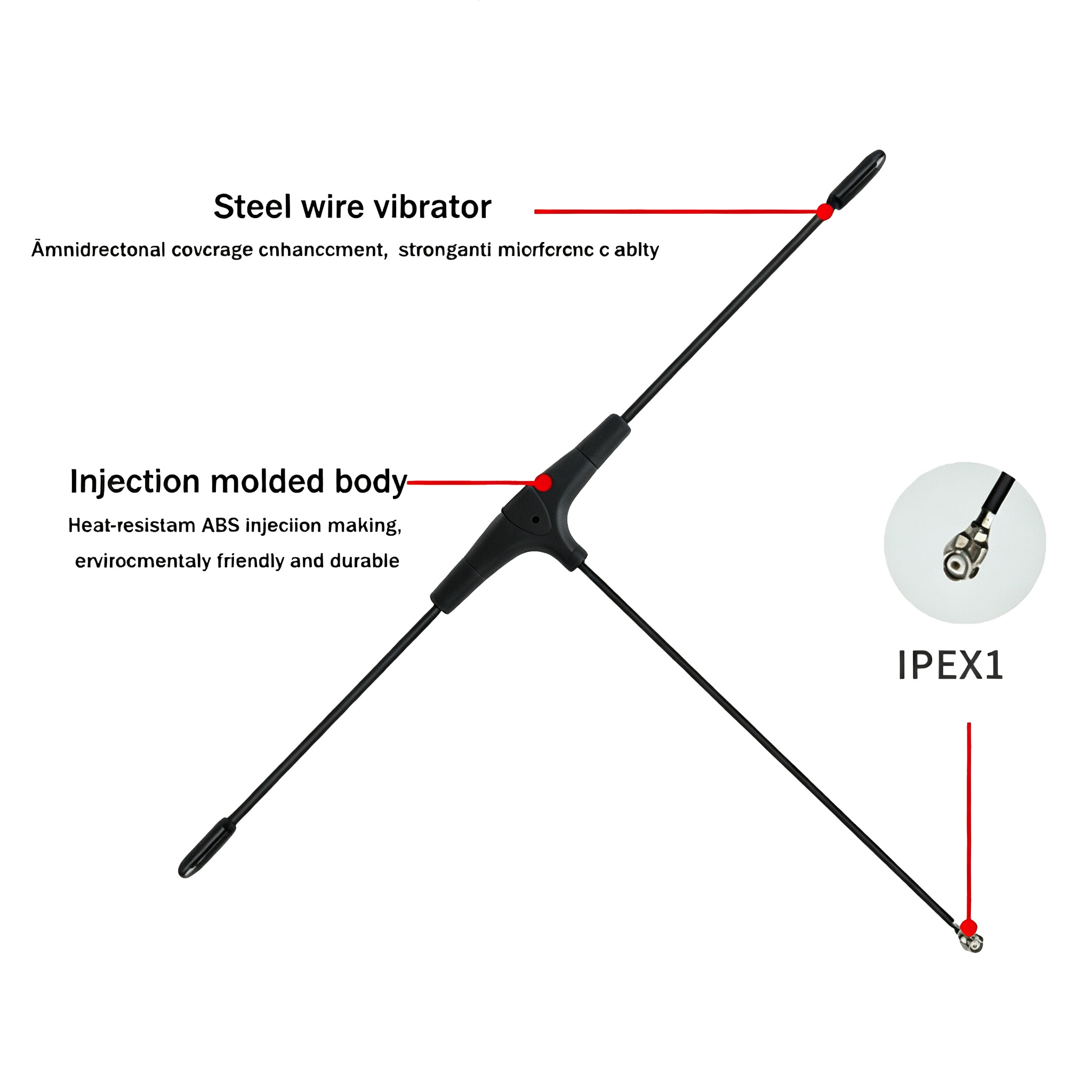 ZKT Adjustable Frequency ELRS FPV Drone T Antenna 650-915MHz IPEX1 5dBi