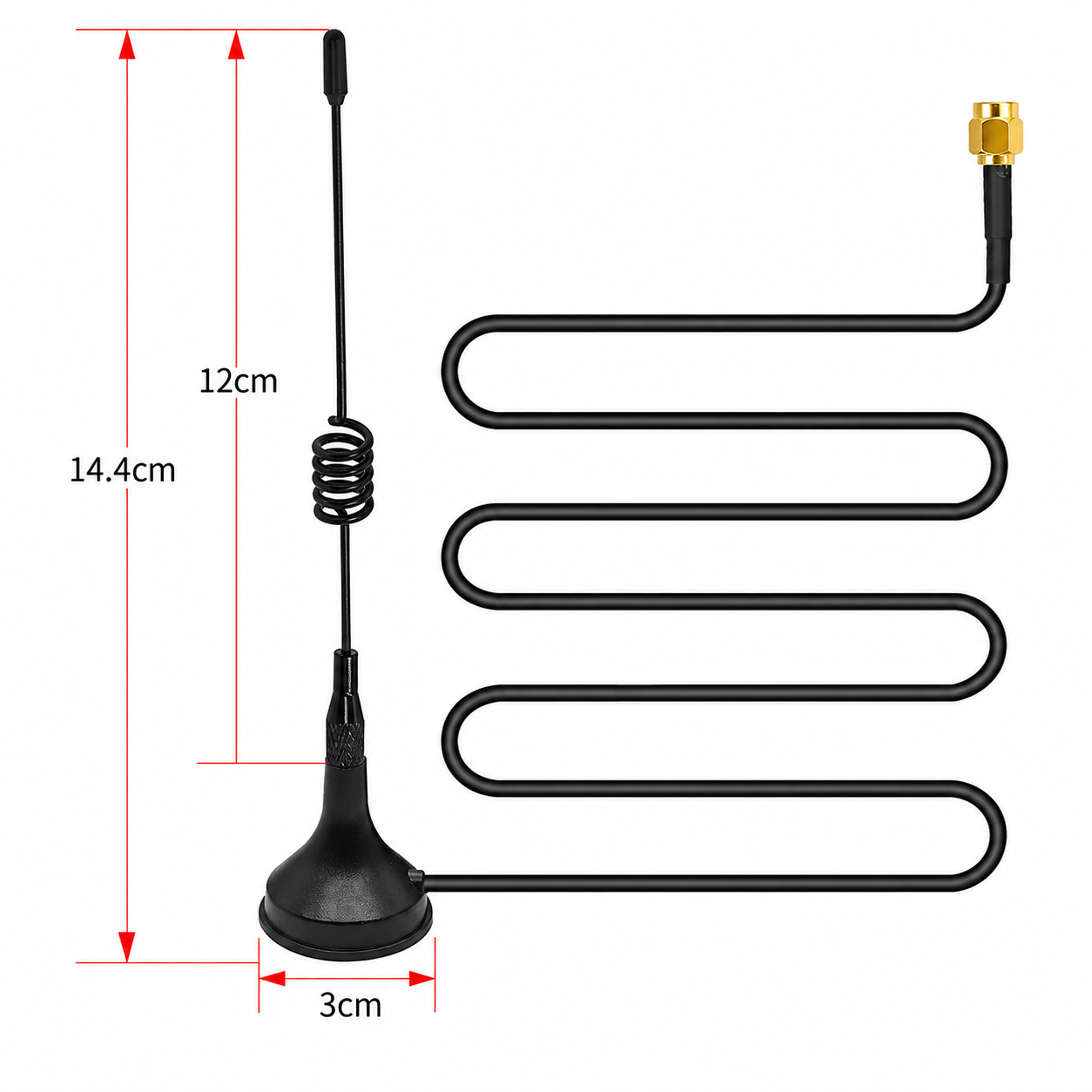 ZKT 700-2700MHz Antenna SMA Male Magnetic AerialSmall Base for Communication Ham Radio Walkie Talkie