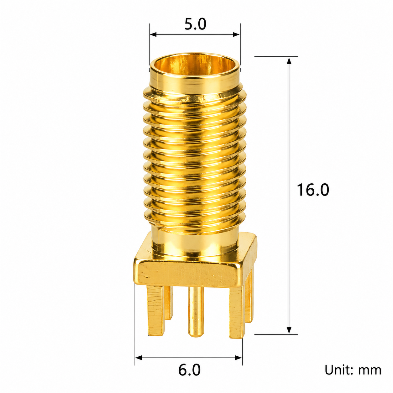 ZKT 16.5mm SMA Female PCB Edge Mount RF Connector