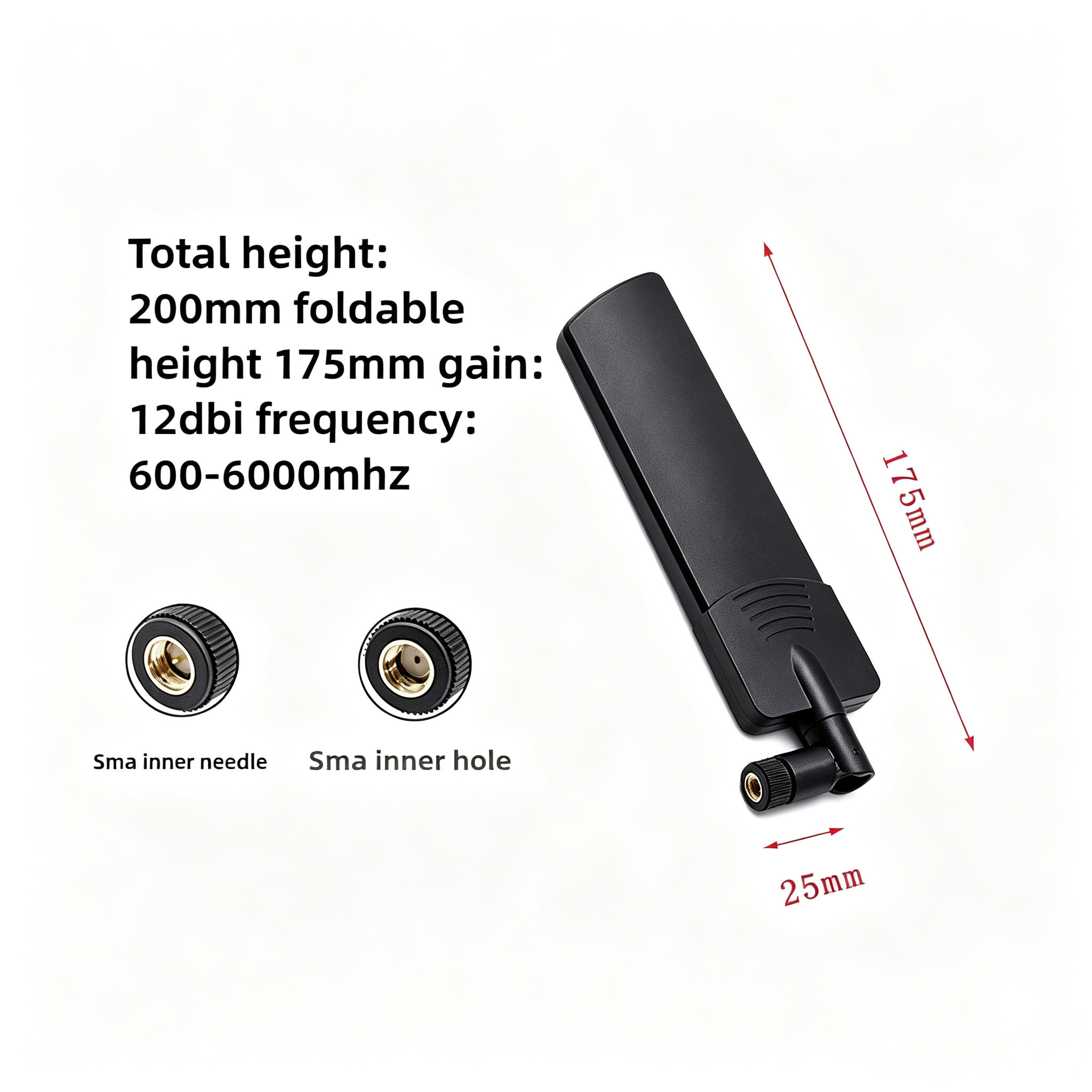ZKT 5G/LTE Wideband Flat Omni High-Gain External Rubber Duck Antenna, Foldable Full-Band Antenna for 2G 3G 4G 5G