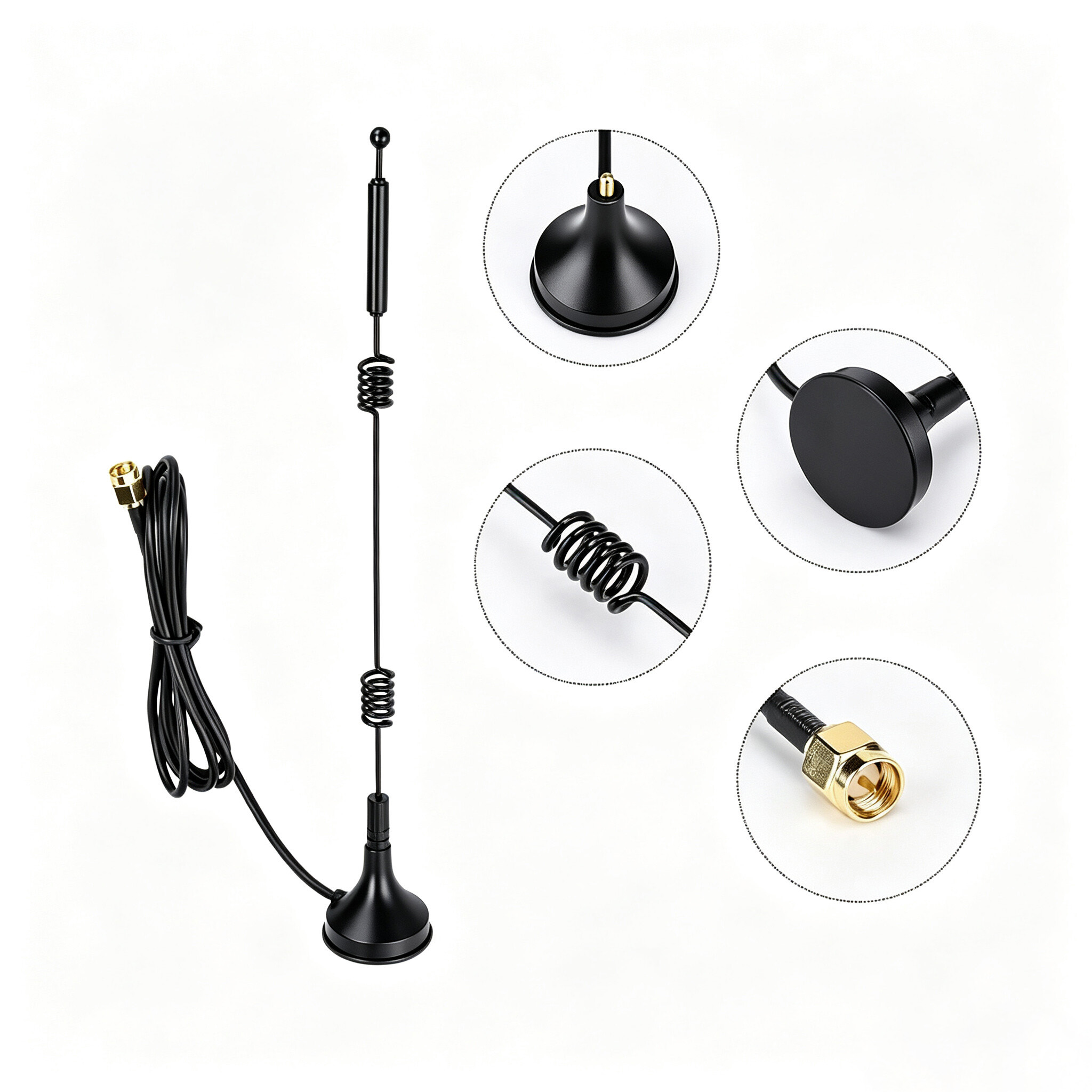  Spring Antenna SMA Male Connector 2.4G 5G/5.8G Dual-Band Magnetic Omni-Directional Whip Antenna 
