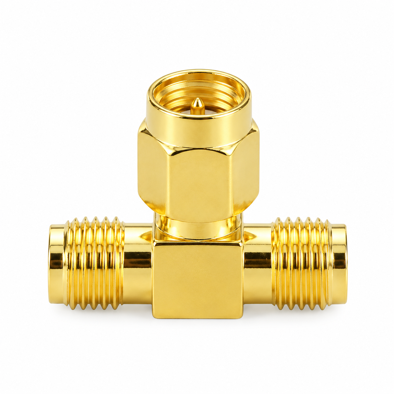 ZKT SMA Male to Dual SMA Female T Type RF Coaxial Adapter