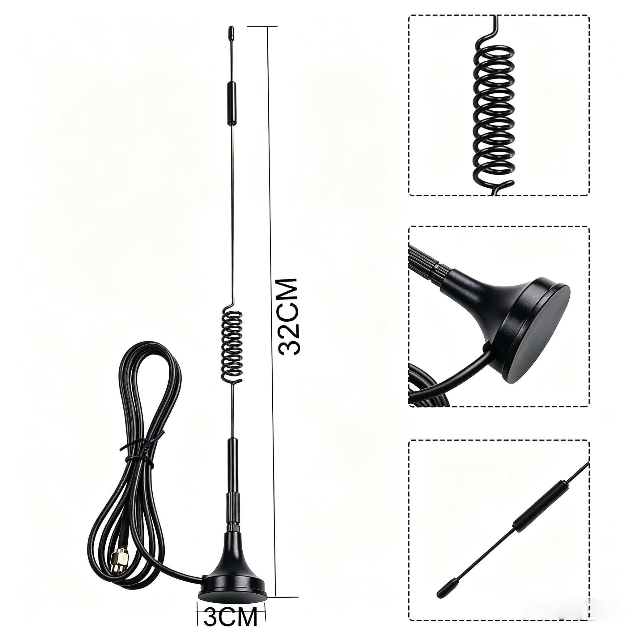 ZKT 4G LTE Spring Antenna SMA Male Connector Compatible with CB Radio Amateur Radio Car Mobile Radio 