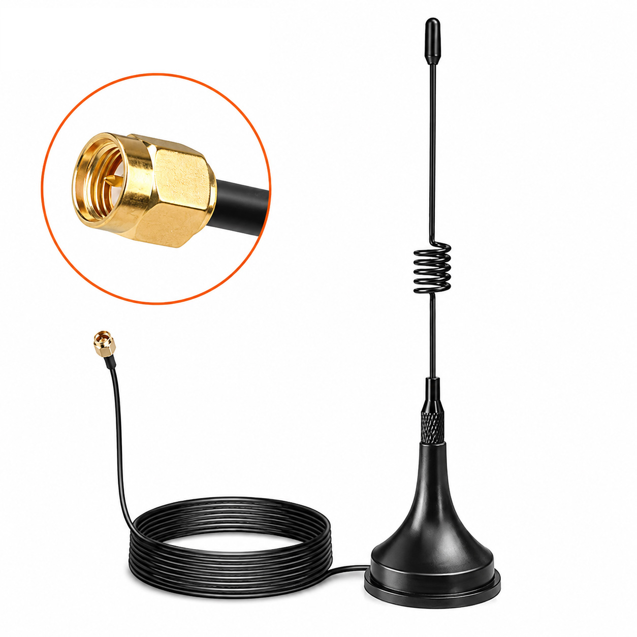 ZKT 700-2700MHz Antenna SMA Male Magnetic AerialSmall Base for Communication Ham Radio Walkie Talkie
