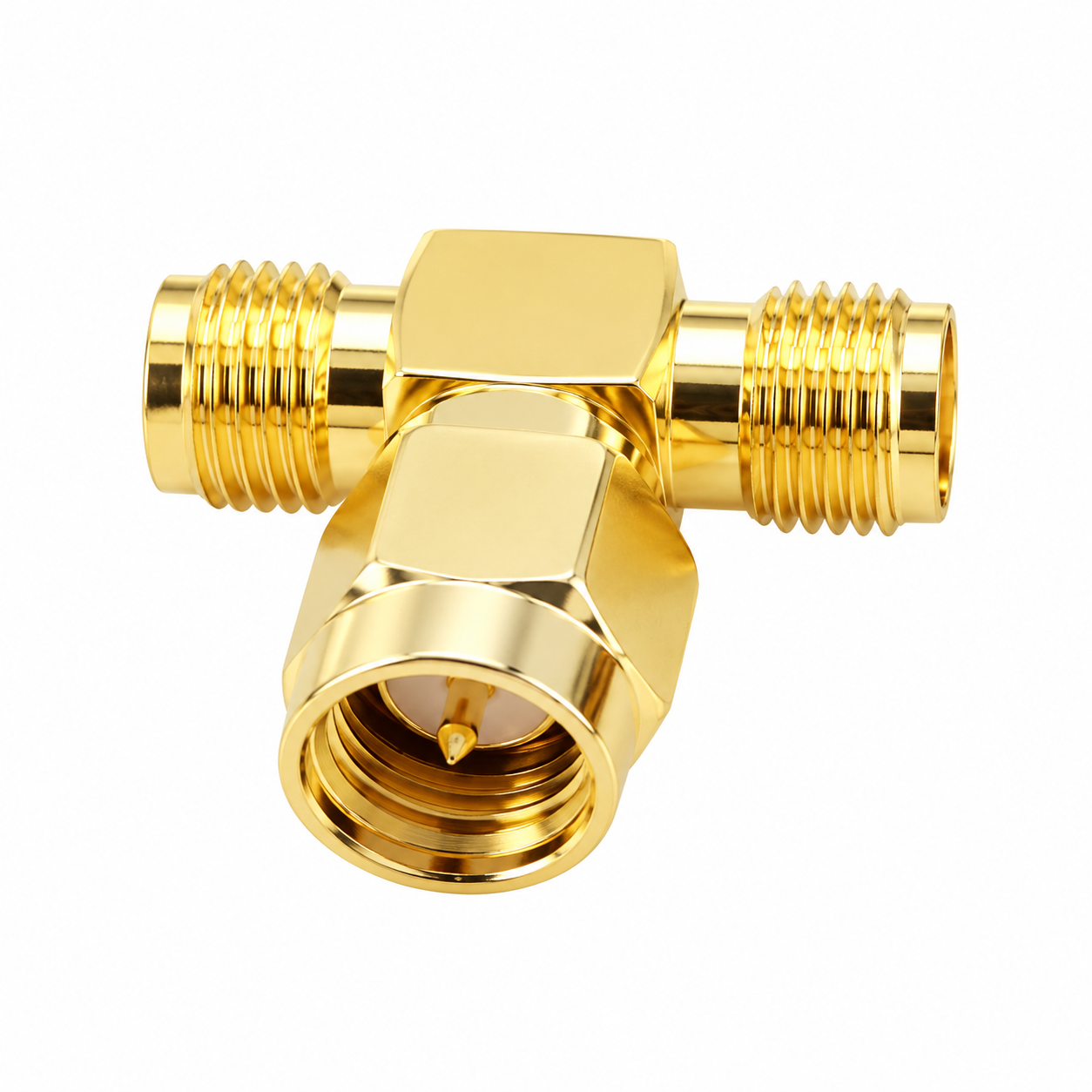 ZKT SMA Male to Dual SMA Female T Type RF Coaxial Adapter