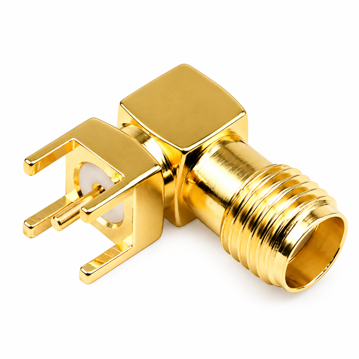 ZKT SMA Female Right Angle PCB Mount Through Hole RF Connector