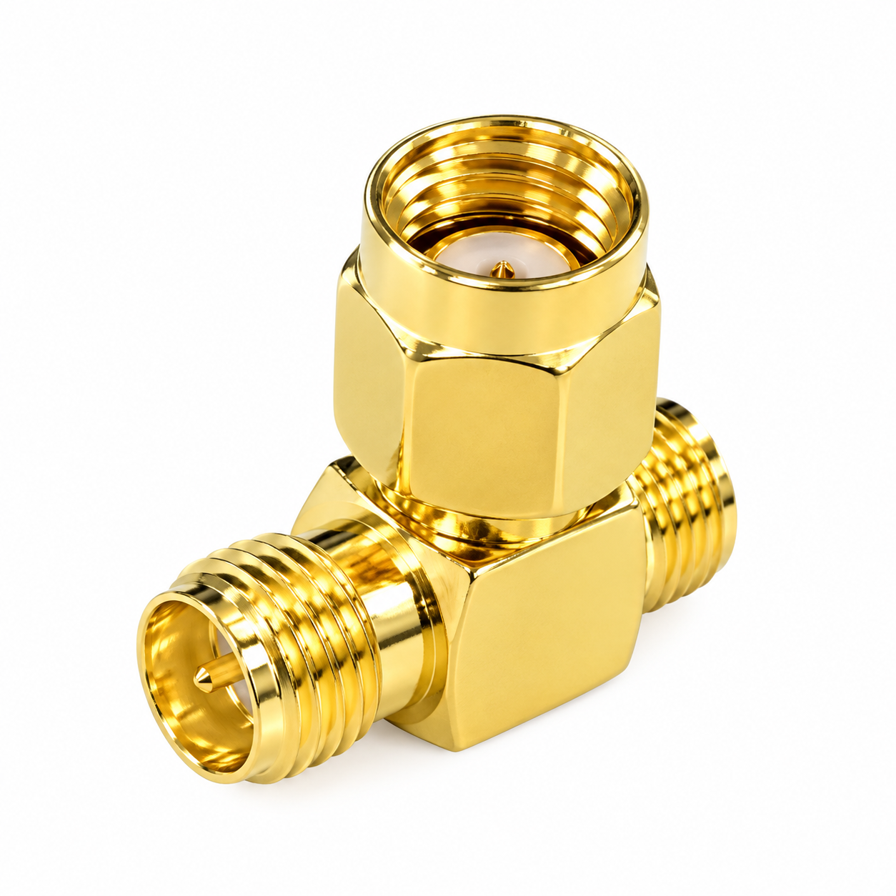 ZKT SMA Male to Dual SMA Female T Type RF Coaxial Adapter
