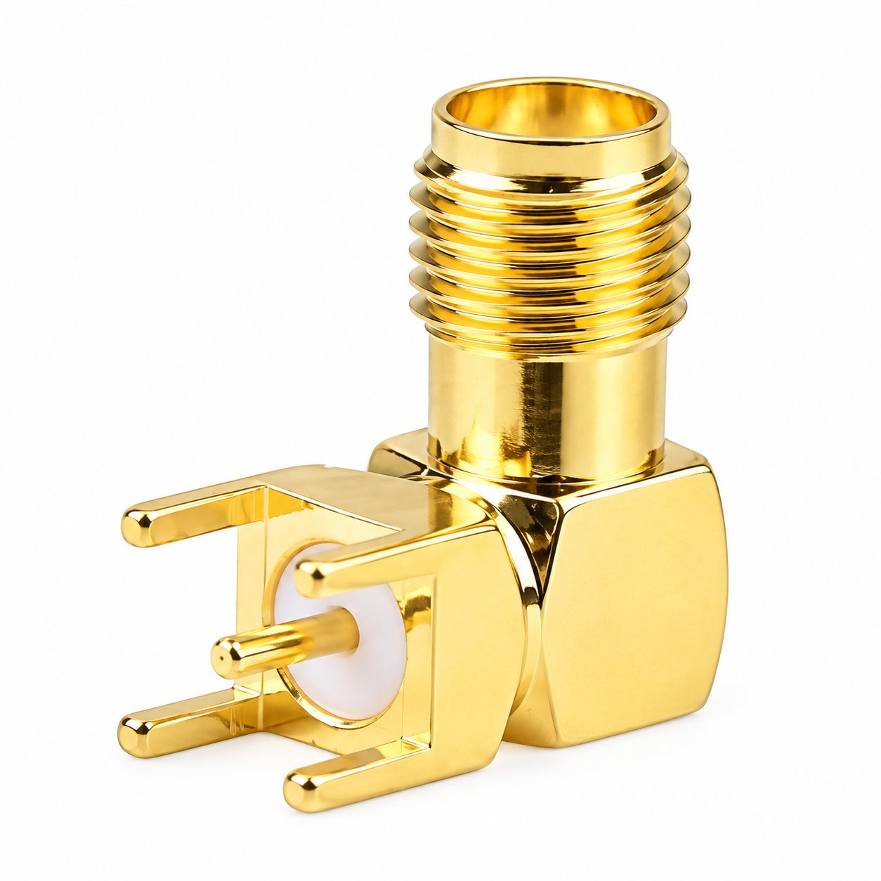 ZKT SMA Female Right Angle PCB Mount Through Hole RF Connector