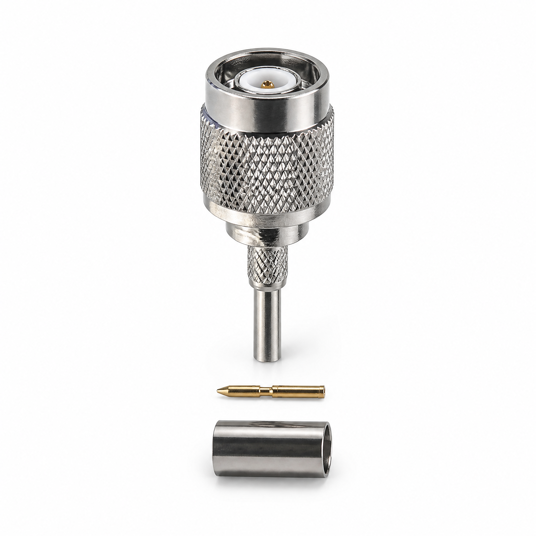 ZKT 50 Ohm TNC Male Plug Straight Crimp RF Coaxial Connector for Cable