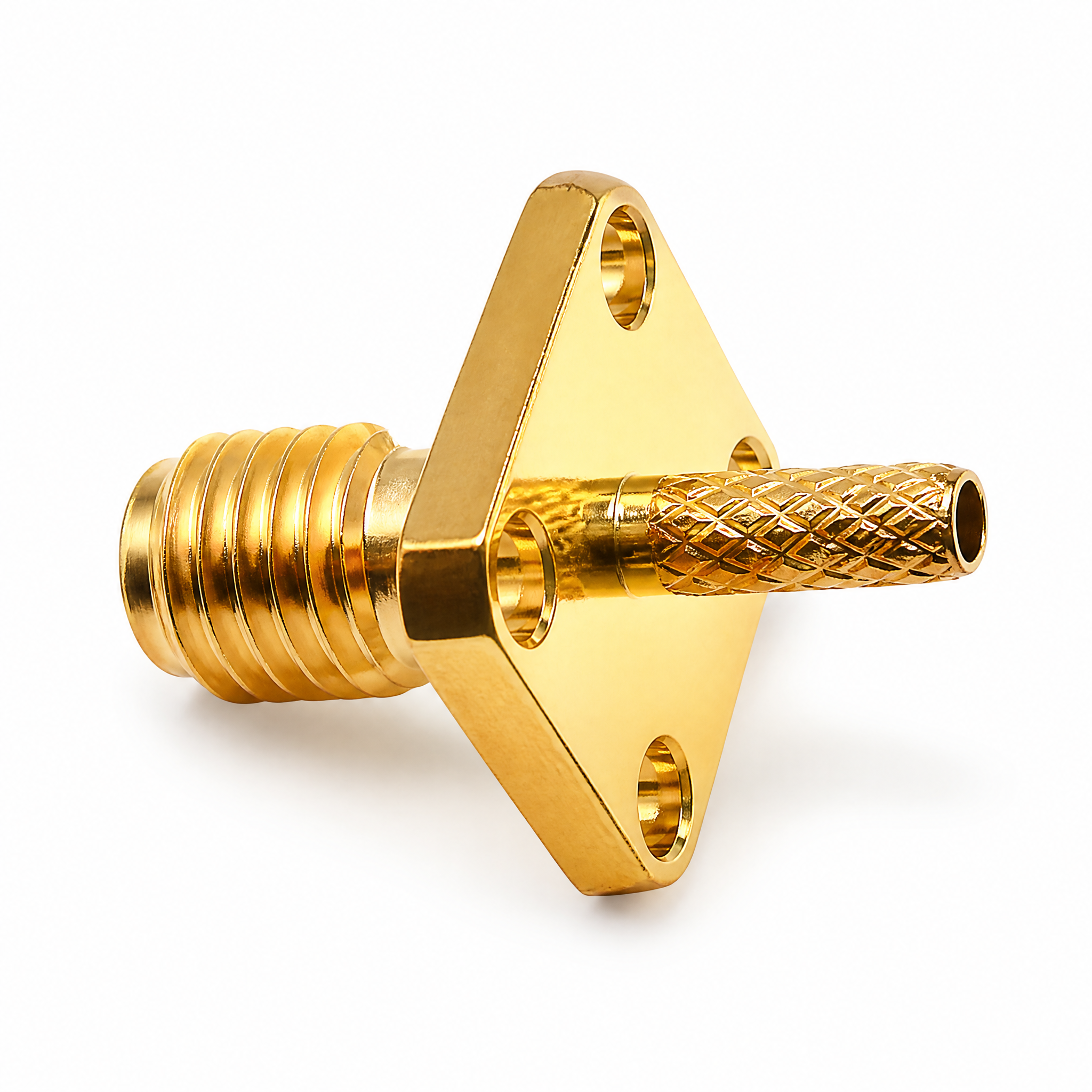 ZKT SMA Female 4-Hole Flange Mount Crimp RF Coaxial Connector for RG316 RG174 Cable