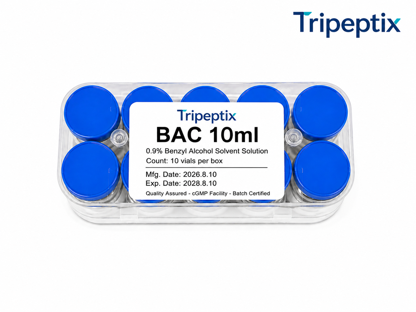 Tripeptix Bacteriostatic Water 3ml 5ml 10ml for Peptide Reconstitution – 0.9% Benzyl Alcohol Solvent Solution