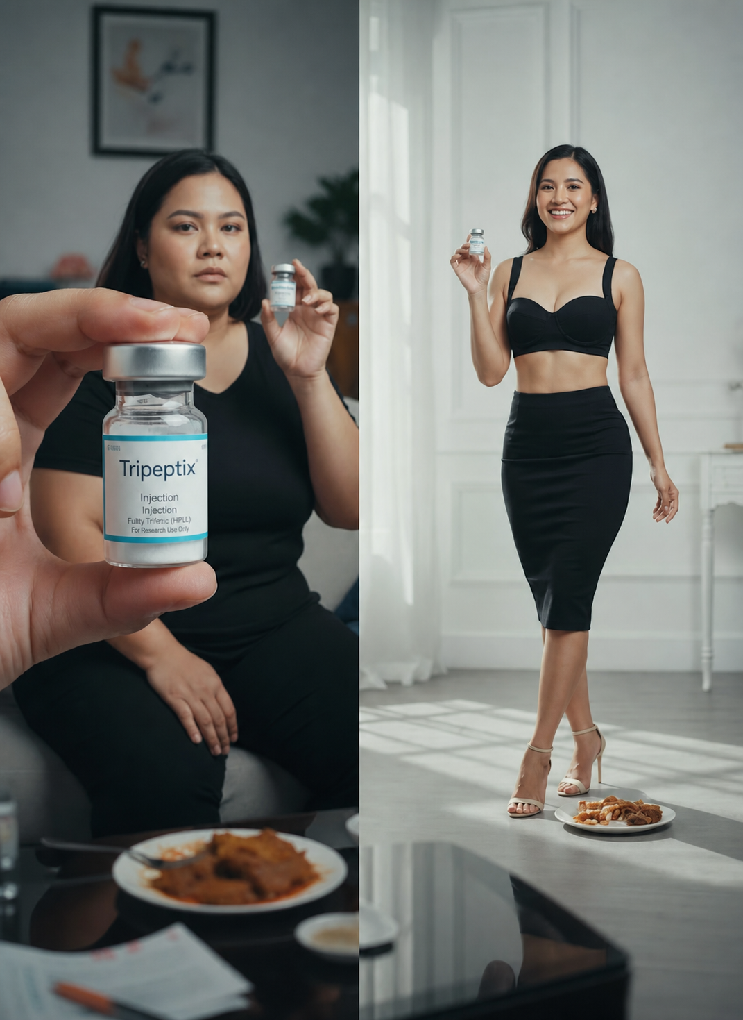 Customer before and after using Tripeptix Tirzepatide