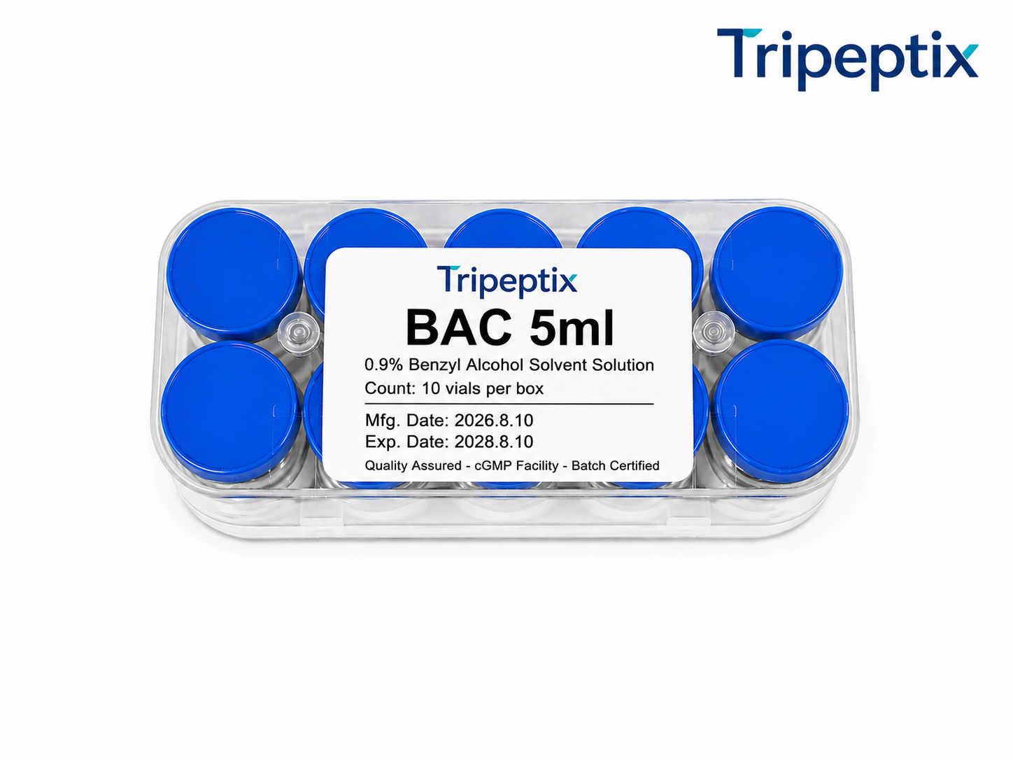 Tripeptix Bacteriostatic Water 3ml 5ml 10ml for Peptide Reconstitution – 0.9% Benzyl Alcohol Solvent Solution