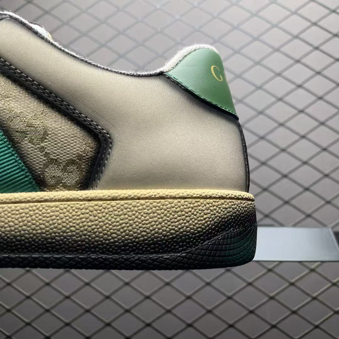 Men Vintage Distressed Low‑Top Casual Sneakers, Jacquard Canvas Upper, Green‑Orange Webbing, Aged Rubber Sole Street Shoes