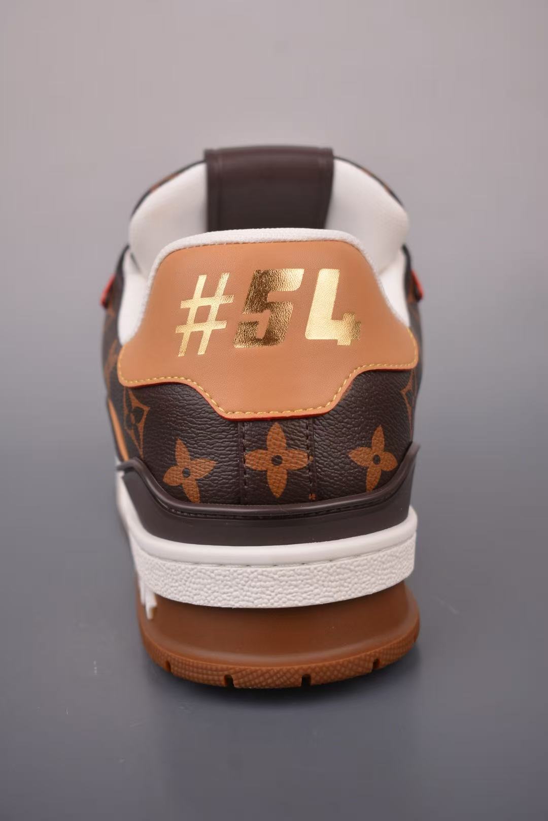 Men Retro Printed Casual Sneakers, Grain Leather Upper, Brown‑Tan Two‑Tone, Thick Cushioned Sole Street Shoes