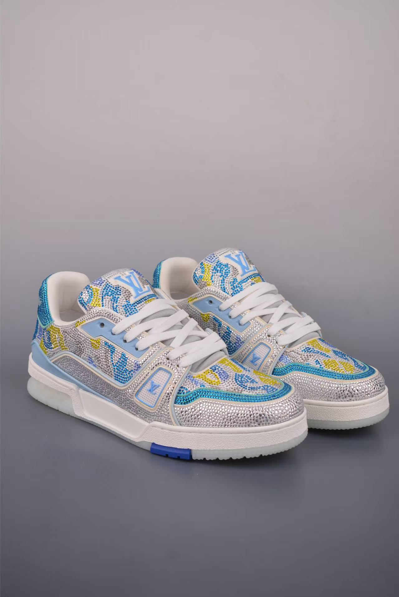 Men Retro Rhinestone‑Encrusted Casual Sneakers, Multicolor Inlay Design, Thick Cushioned Sole, Street Fashion Shoes