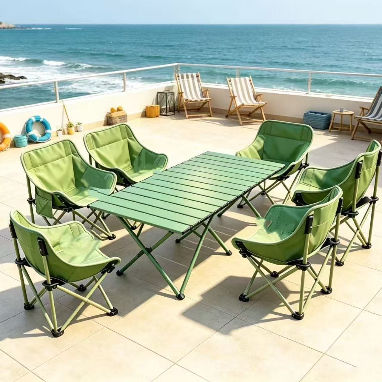 7‑Piece Outdoor Folding Table Chair Set Portable Camping Picnic Furniture Kit