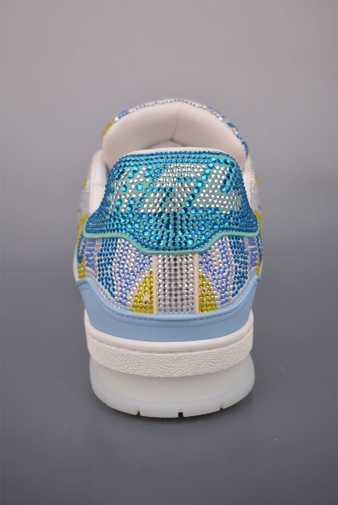 Men Retro Rhinestone‑Encrusted Casual Sneakers, Multicolor Inlay Design, Thick Cushioned Sole, Street Fashion Shoes