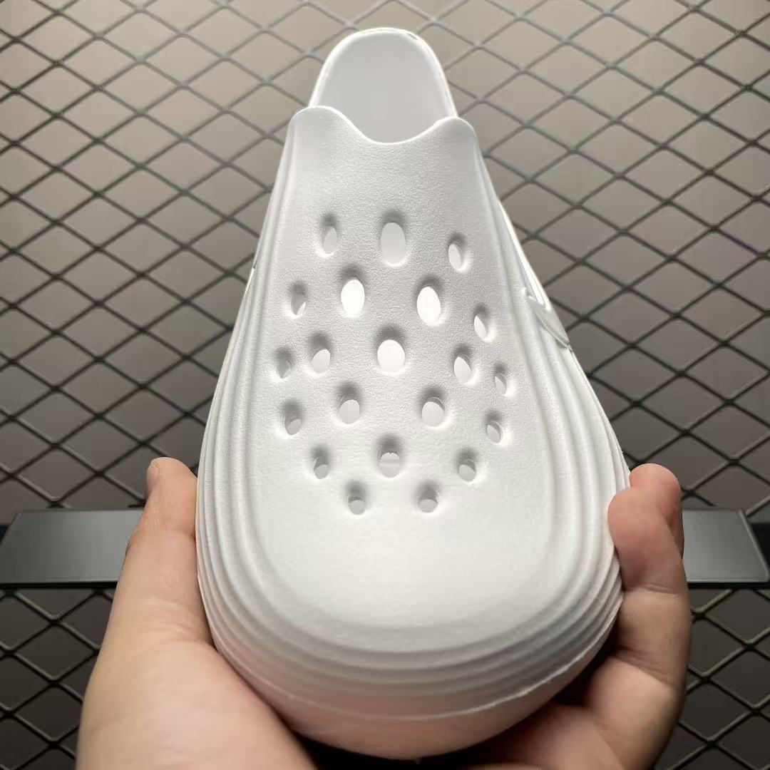 Unisex Full‑Cover Hollow EVA Slip‑On Shoes, White 3D Wave Textured Upper, Hollow Breathable Insole Beach Water Shoes