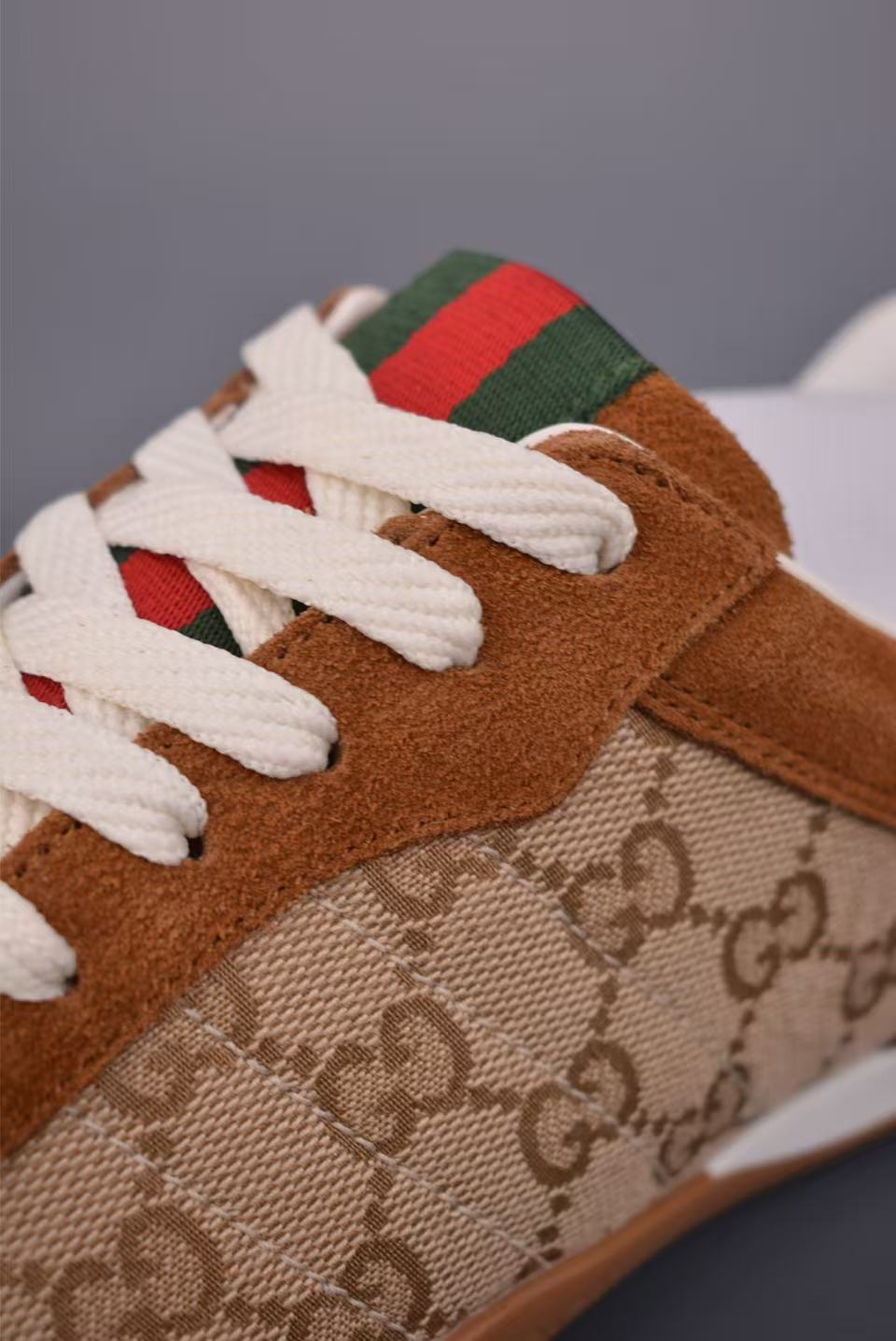 Men Retro Low‑Top Casual Sneakers, Suede & Jacquard Canvas Upper, Brown‑Beige Tone, Color‑Block Webbing Detail Street Shoes