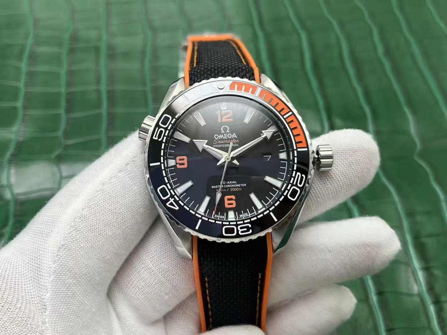 Men Professional Diver Style Wrist Watch, Stainless Steel Case, Ceramic Bezel, Rubber & Nylon Webbing Strap