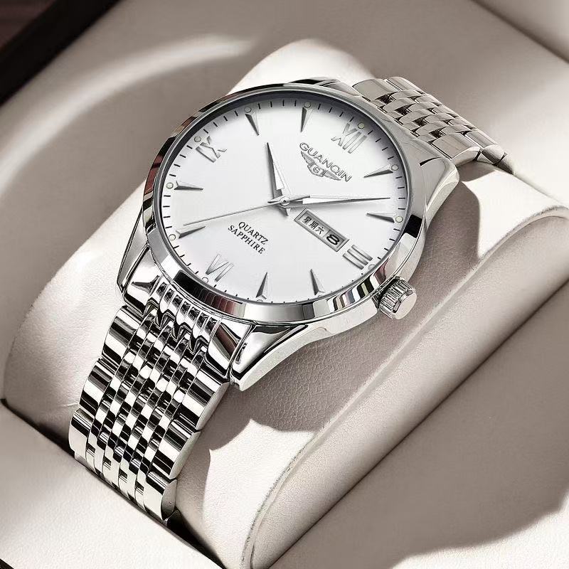 Luxury Business Men Quartz Watch Stainless Steel Metal Strap Wrist Watch