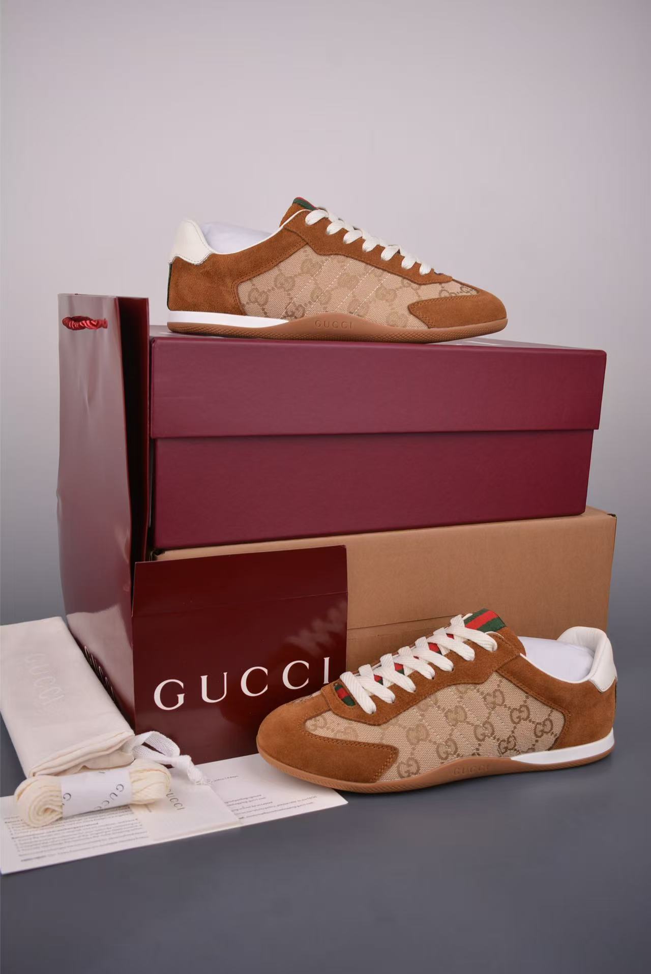 Men Retro Low‑Top Casual Sneakers, Suede & Jacquard Canvas Upper, Brown‑Beige Tone, Color‑Block Webbing Detail Street Shoes