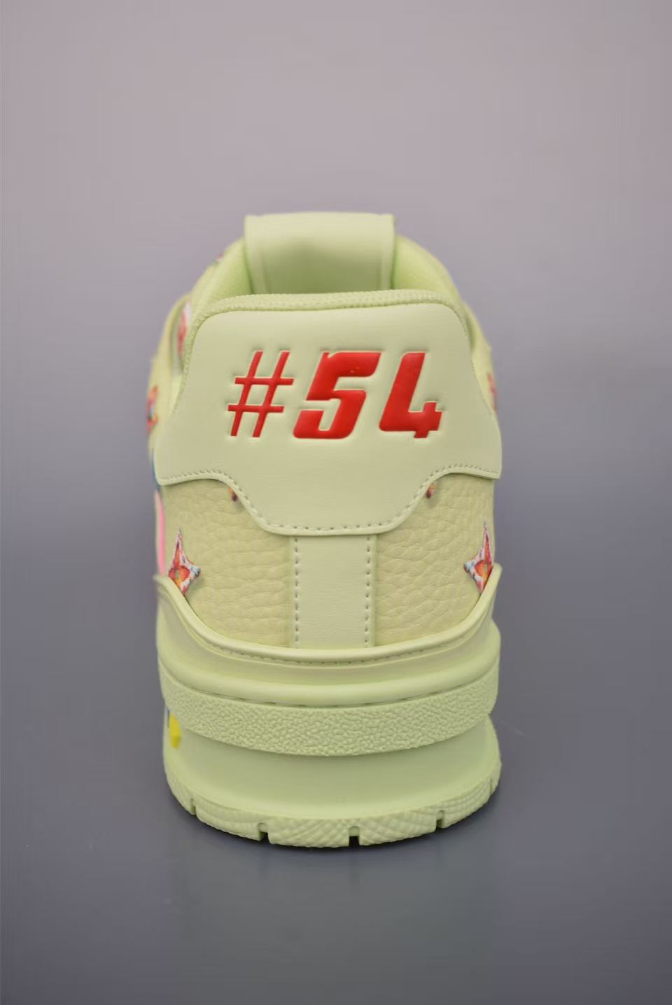 Men Retro Colorful Embroidery Casual Sneakers, Grain Leather Upper, Thick Cushioned Sole, Light Green Street Shoes