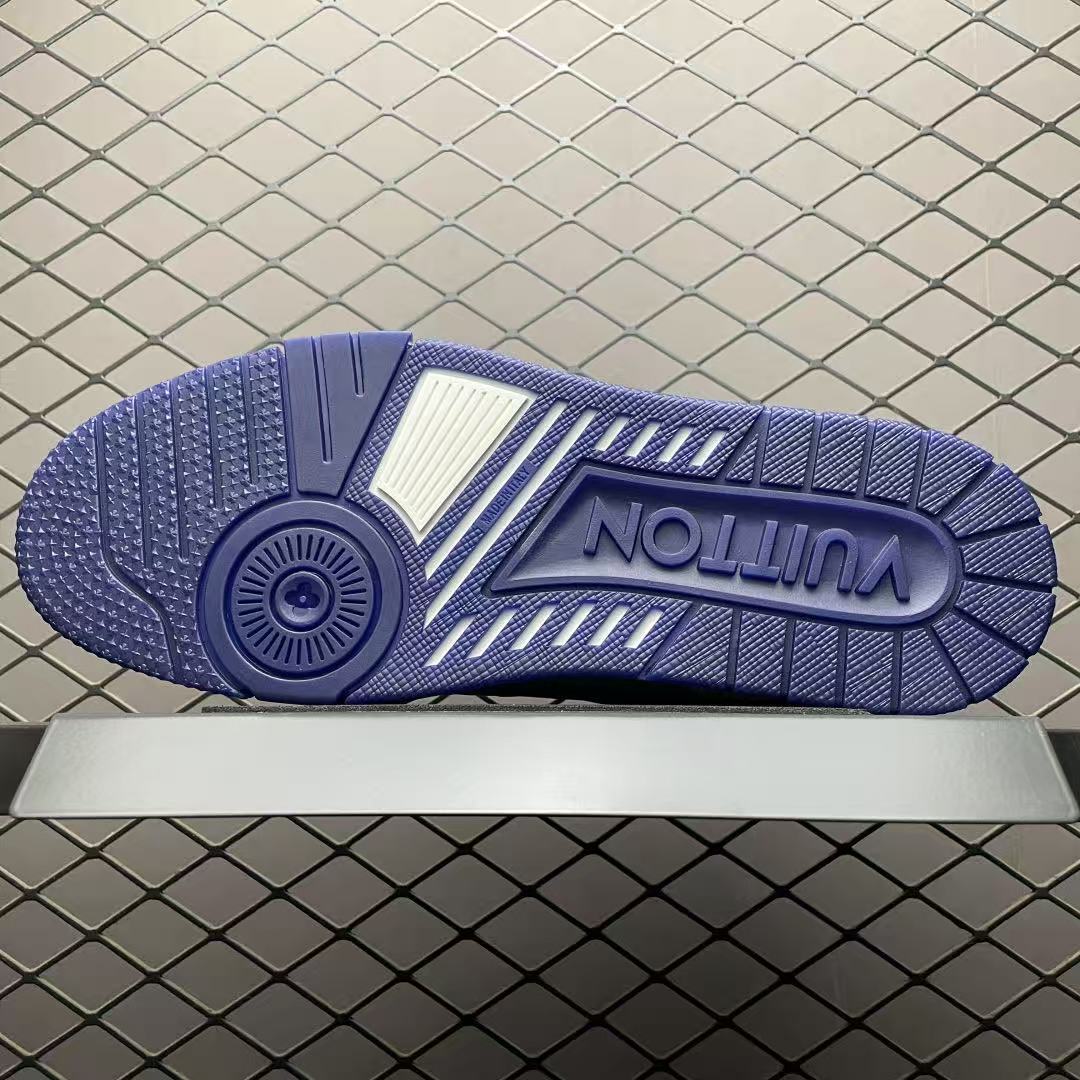Men Retro Casual Sneakers, Grain Leather Upper, White‑Dark‑Blue Colorway, Thick Cushioned Sole Street Shoes
