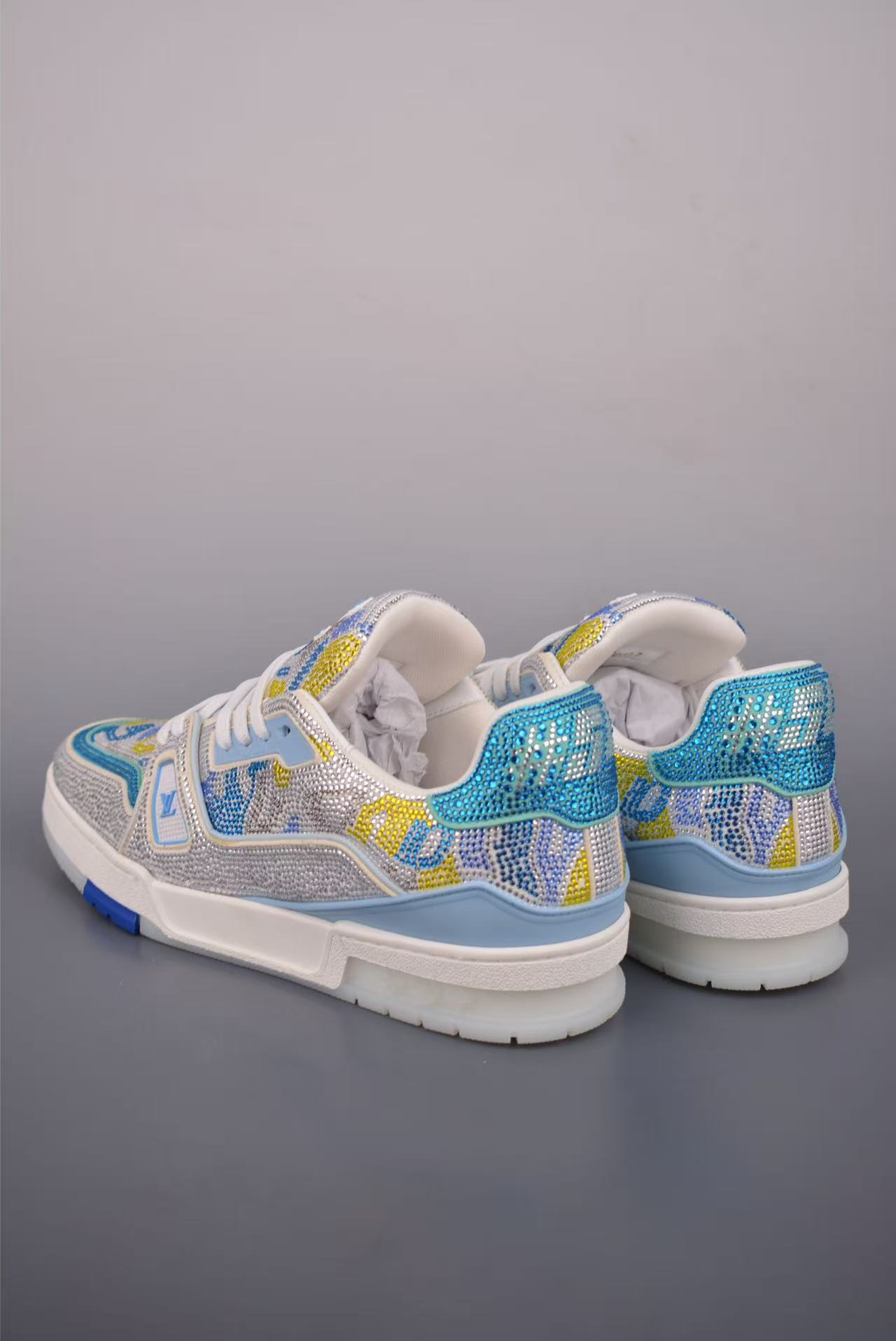 Men Retro Rhinestone‑Encrusted Casual Sneakers, Multicolor Inlay Design, Thick Cushioned Sole, Street Fashion Shoes