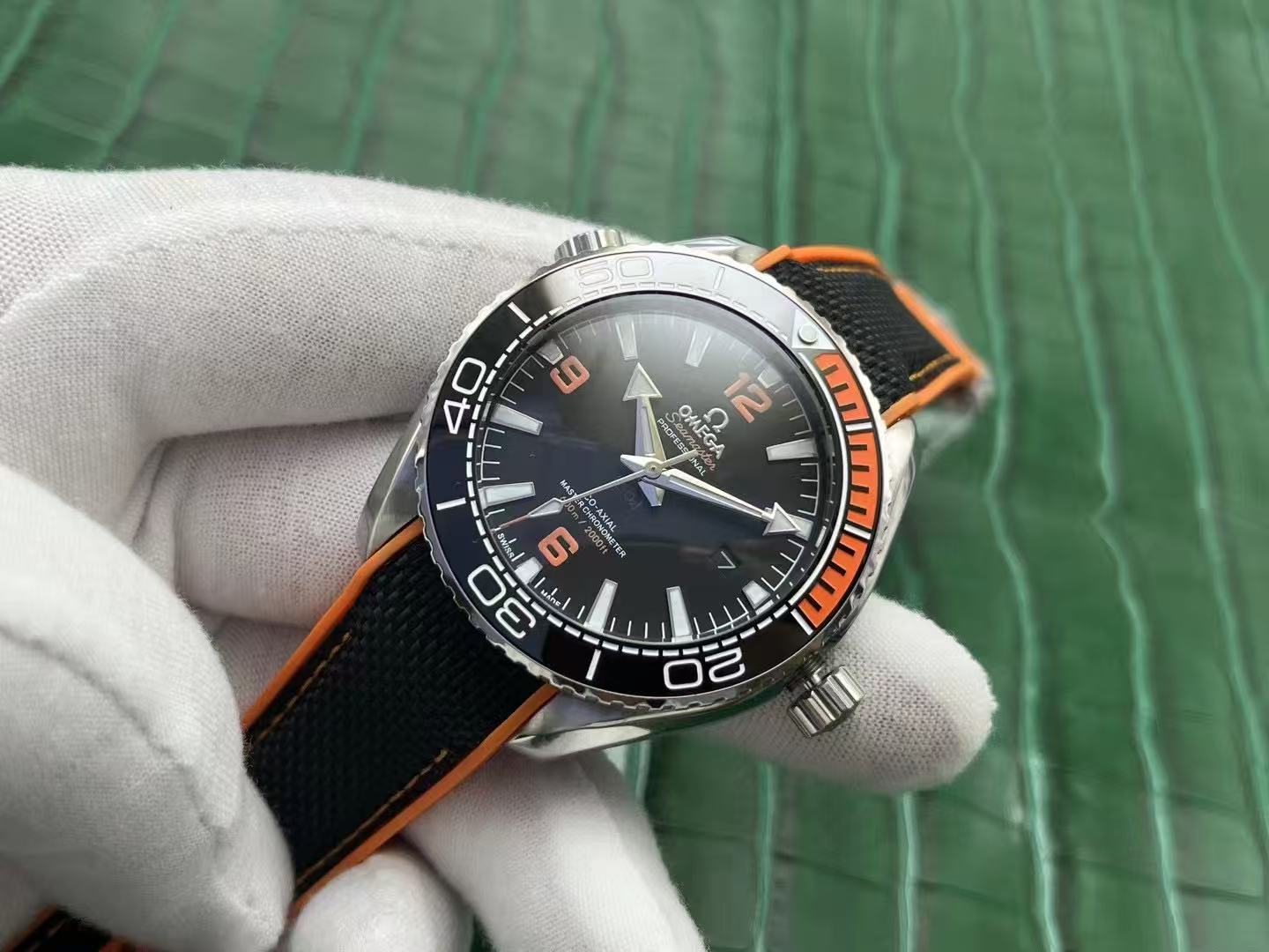 Men Professional Diver Style Wrist Watch, Stainless Steel Case, Ceramic Bezel, Rubber & Nylon Webbing Strap