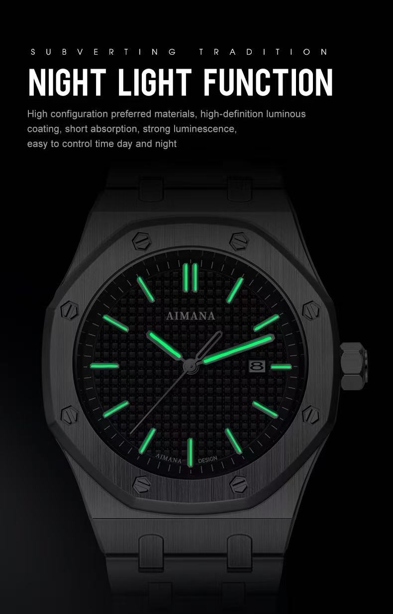 Men Octagon Stainless Steel Quartz Watch with Date Display
