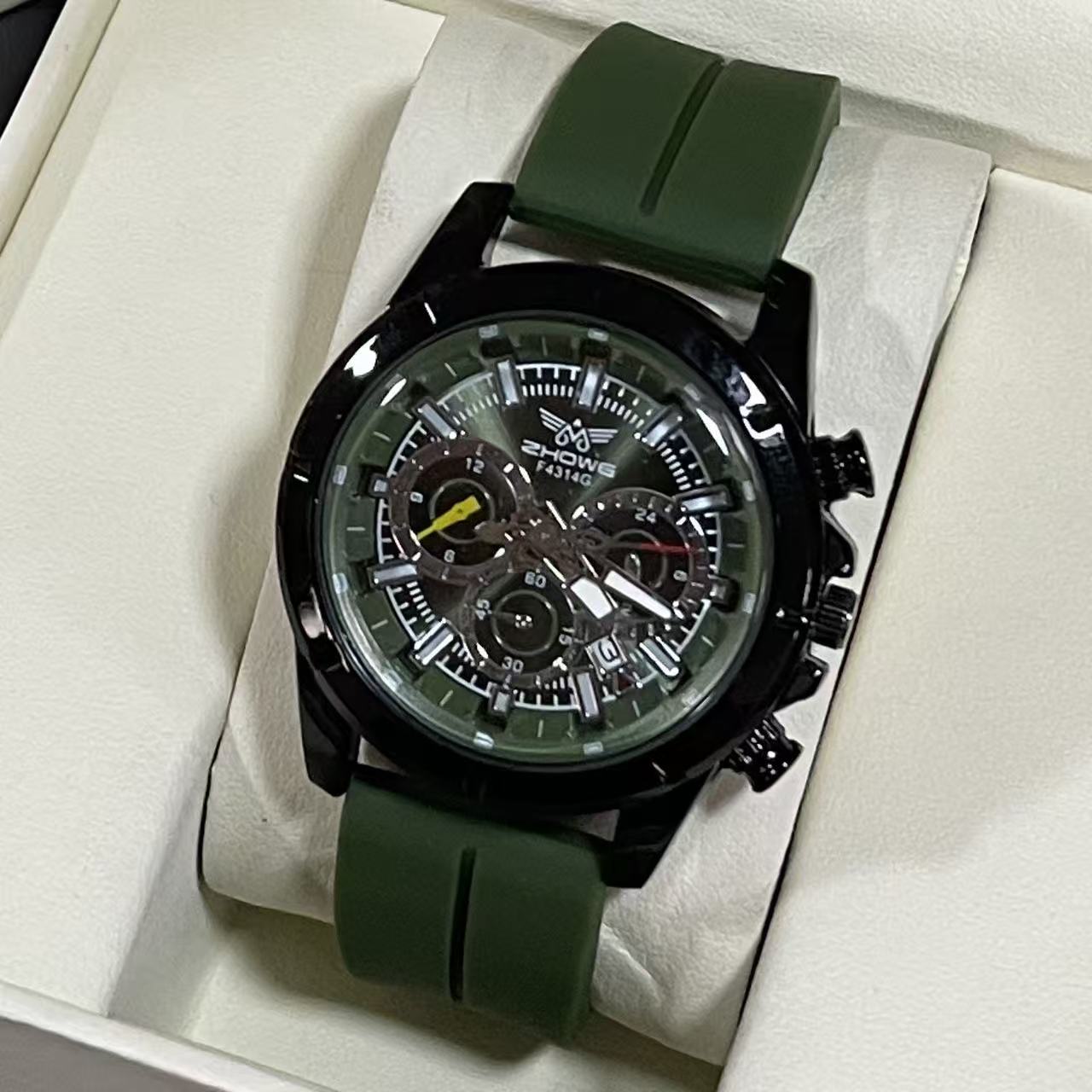 ZHOWE Men Sports Quartz Watch Silicone Strap Multi‑Dial Chronograph Wristwatch