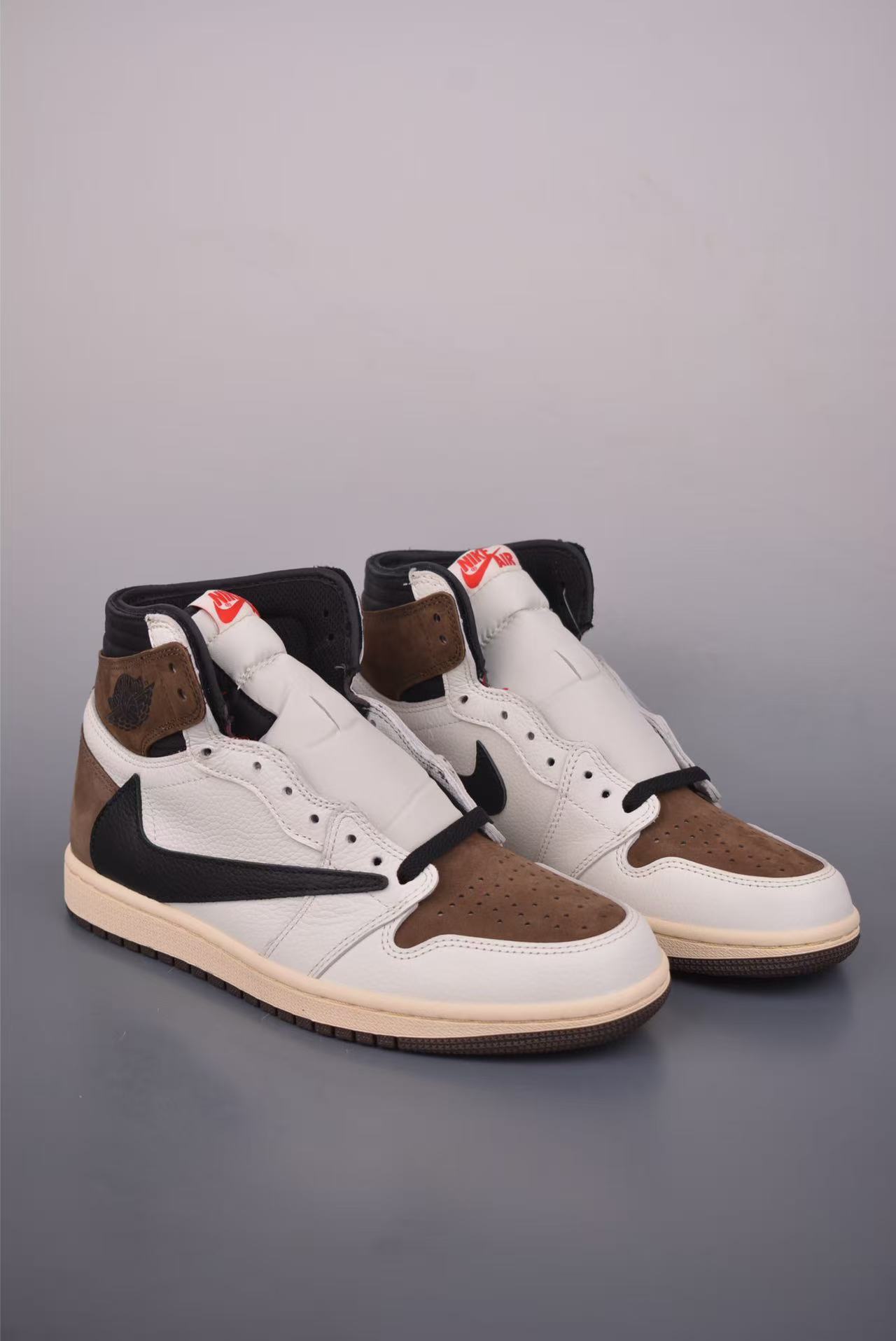 Men High‑Top Fashion Sneakers, White‑Brown Suede & Leather Upper, Special Side Overlay, Vintage Cream Midsole Street Shoes