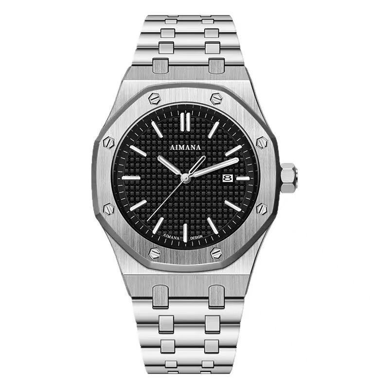 Men Octagon Stainless Steel Quartz Watch with Date Display