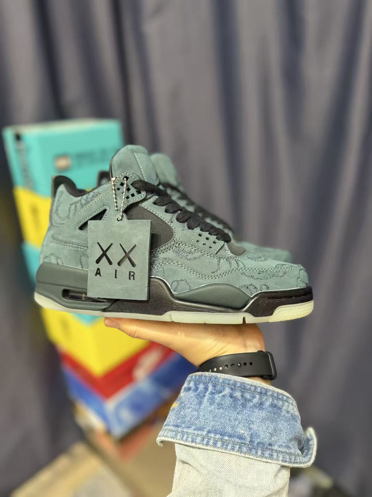 Men Low‑Top Suede Basketball Sneakers, Dark Teal Full‑Body Embroidery Pattern, Translucent Outsole Street Fashion Shoes