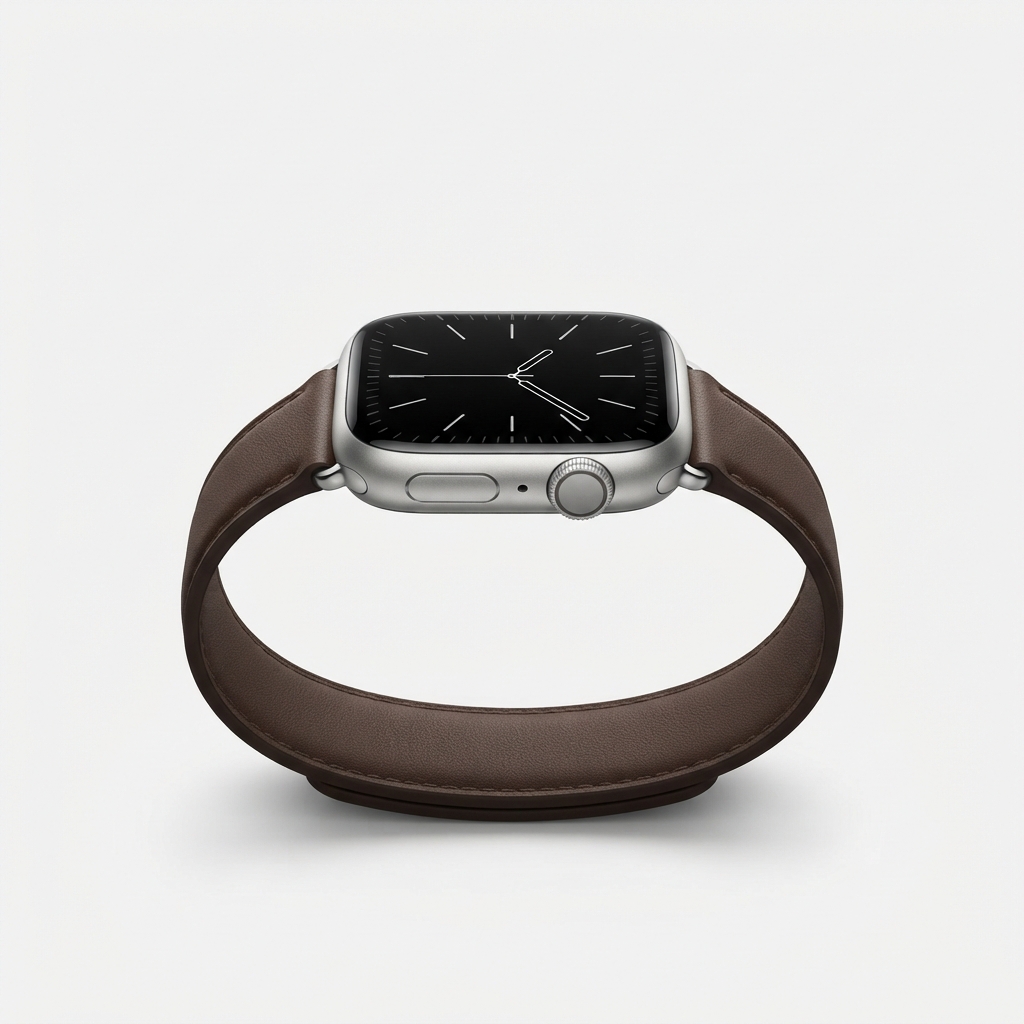 Minimalist stainless steel smartwatch front view