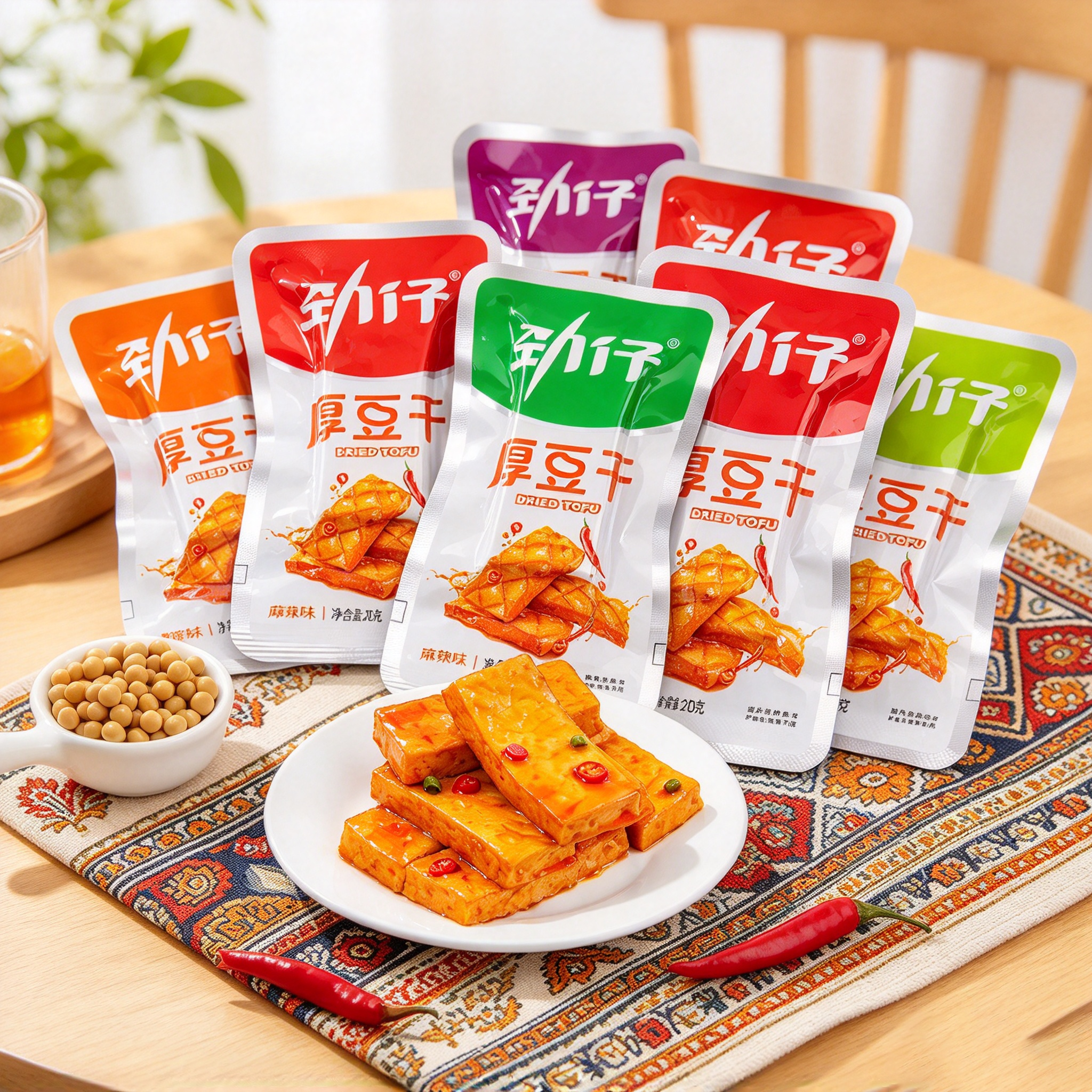  Jinzai Thick Tofu (Mala/Spicy/Pickled Pepper) 25g 劲仔厚豆干麻辣/香辣/泡椒 25g