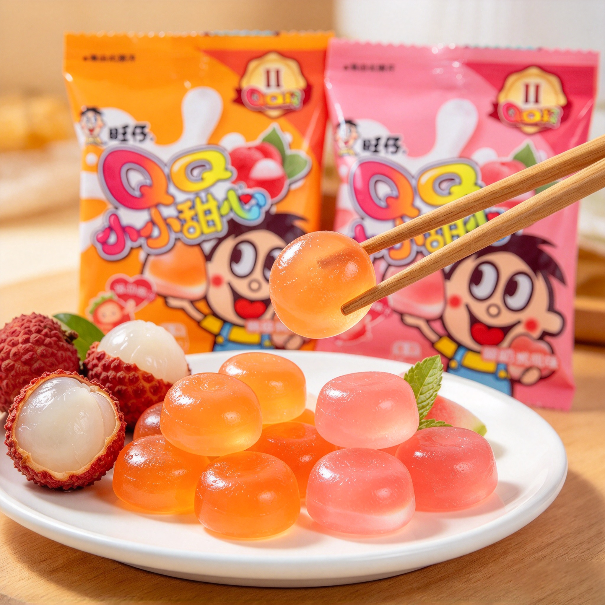 Wangzai QQ Candy (Lychee/Peach) 20g旺仔QQ糖荔枝/水蜜桃 20g