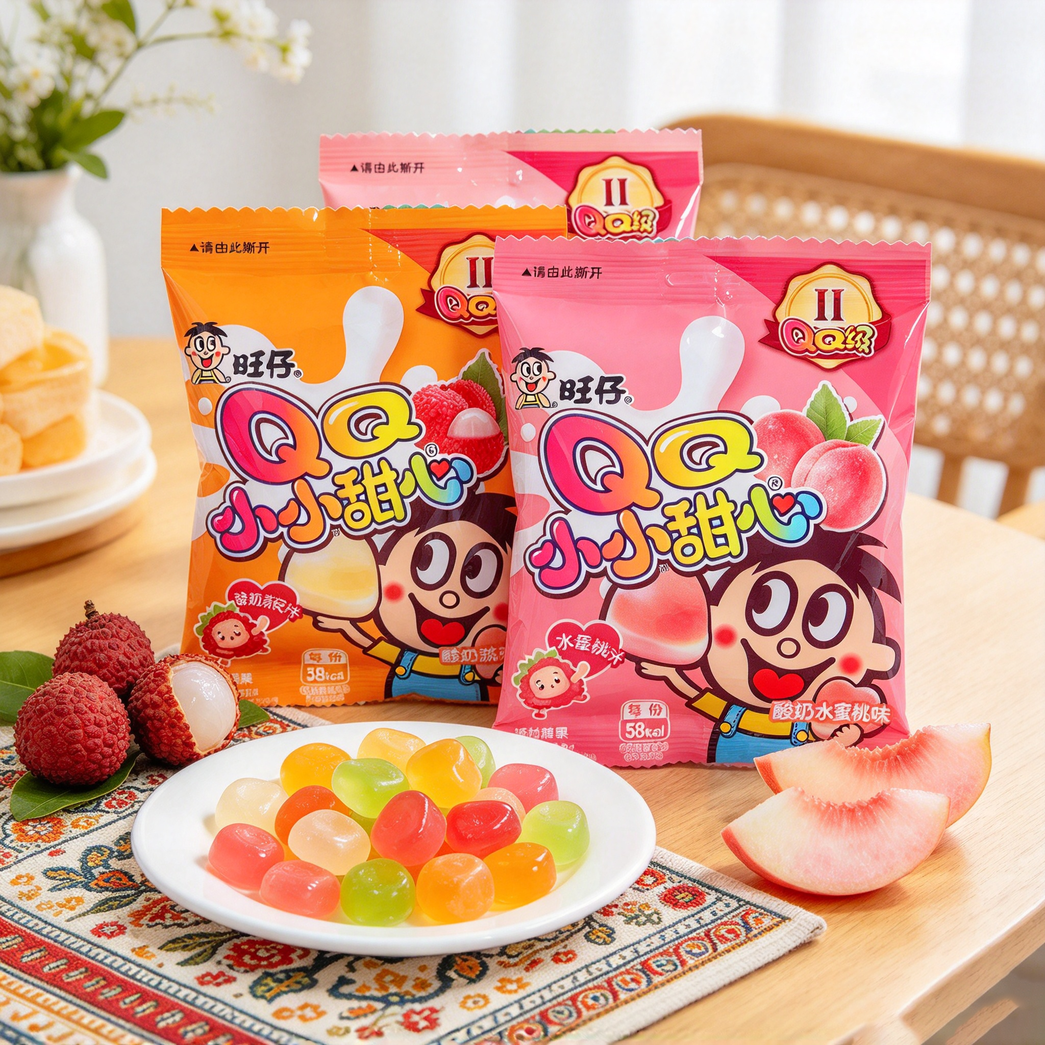 Wangzai QQ Candy (Lychee/Peach) 20g旺仔QQ糖荔枝/水蜜桃 20g