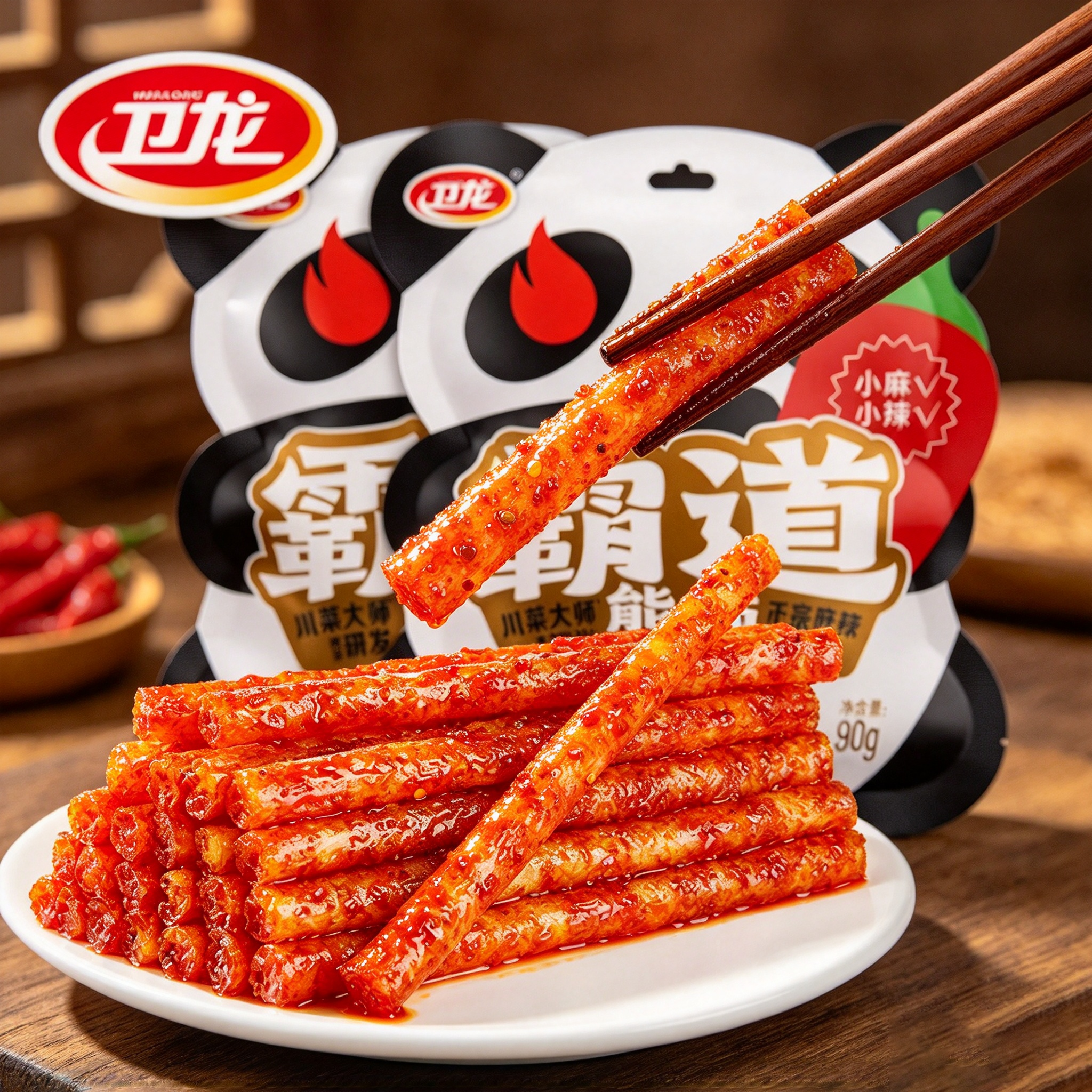Weilong Panda Spicy Latiao 90g 卫龙霸道熊猫麻辣辣条 90g