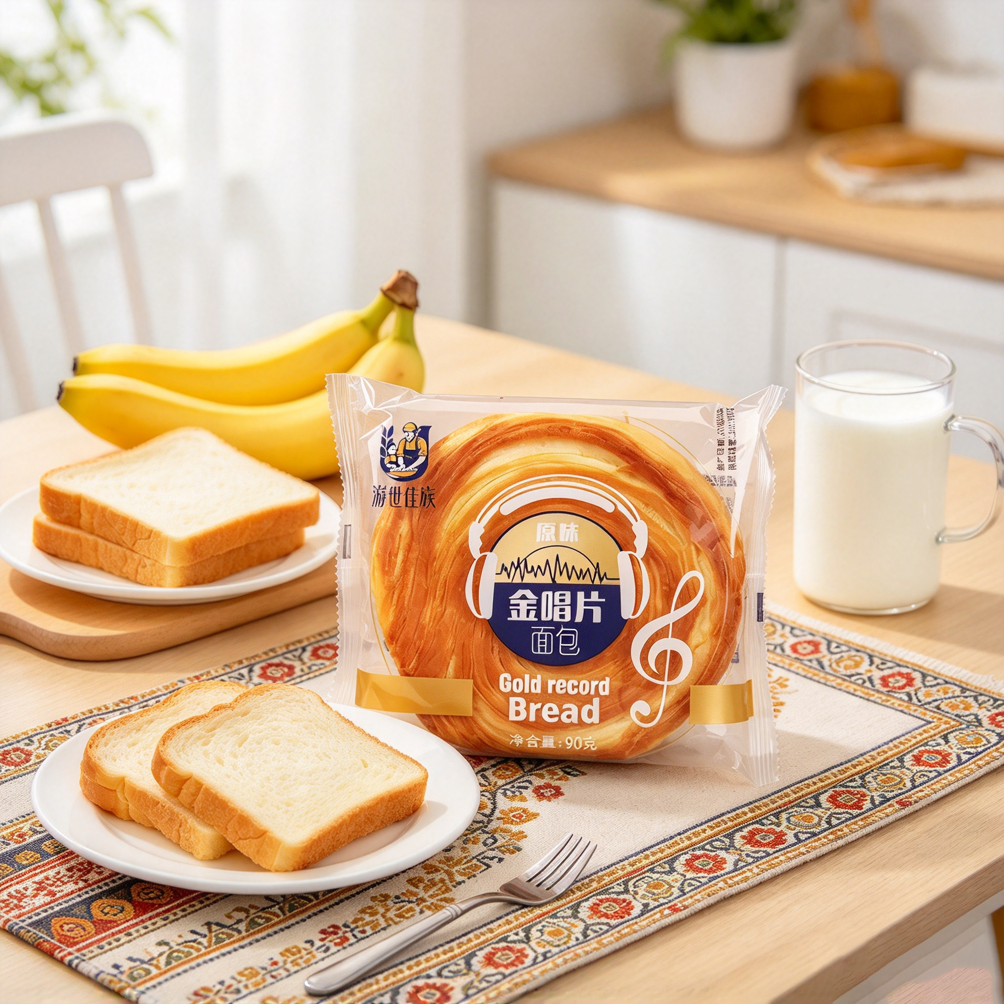 Youshijiazu Gold Record Bread (Original) 90g 游世佳族原味金唱片面包 90g