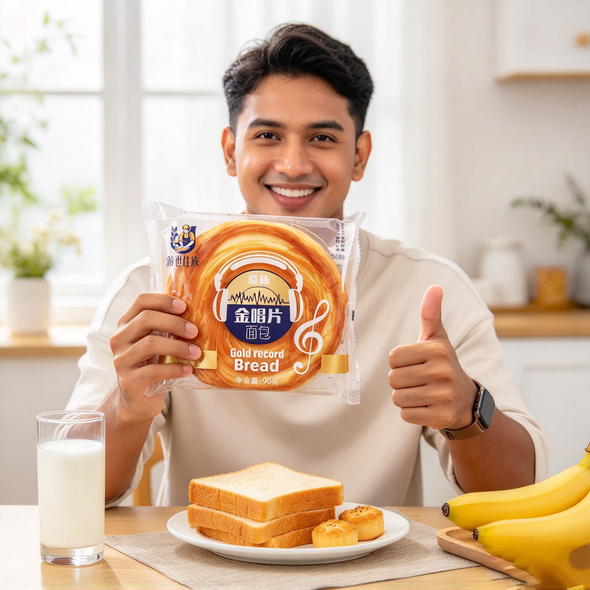 Youshijiazu Gold Record Bread (Original) 90g 游世佳族原味金唱片面包 90g
