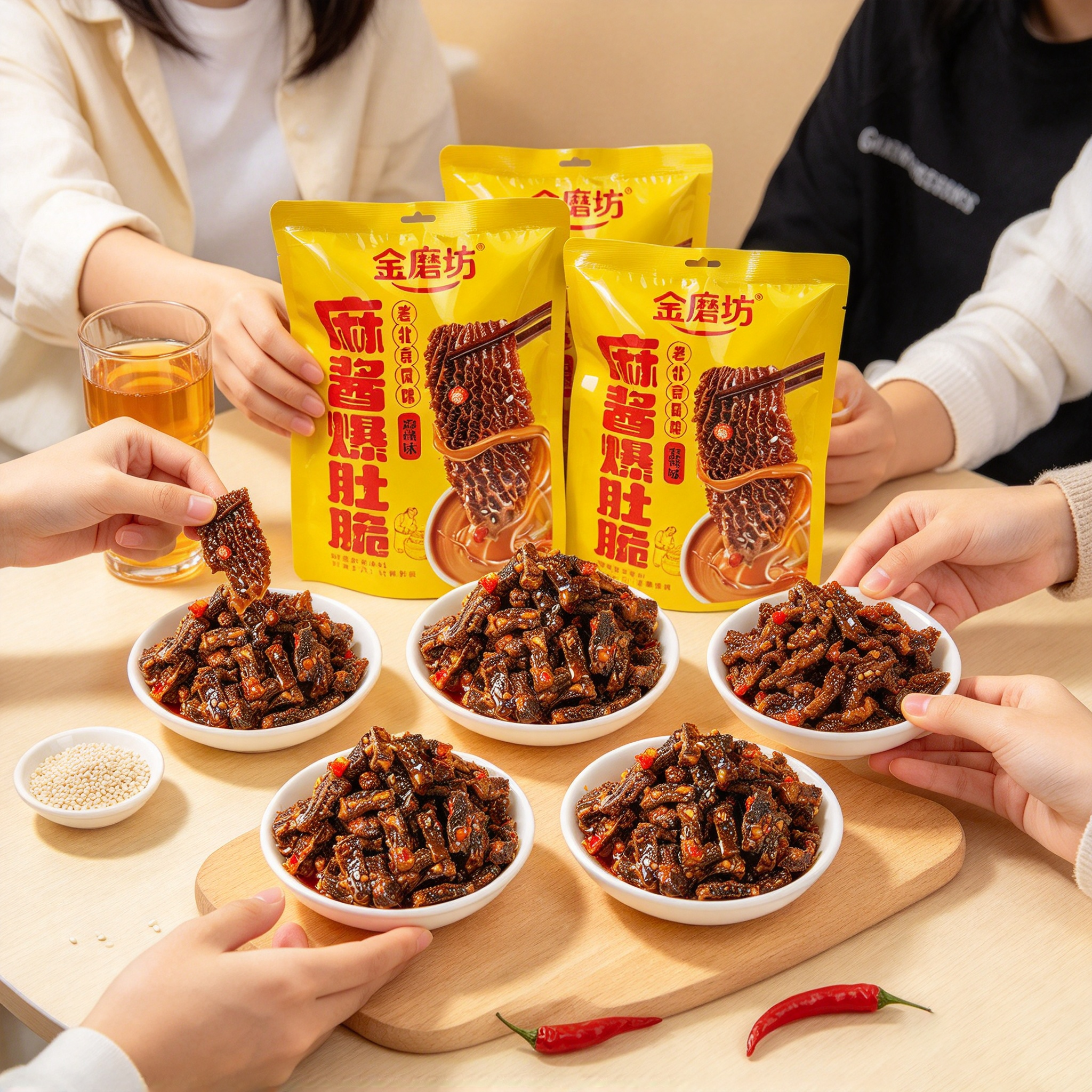 Jinmofang Sesame Crispy Snack 14g 金磨坊麻酱爆肚脆麻酱味14g