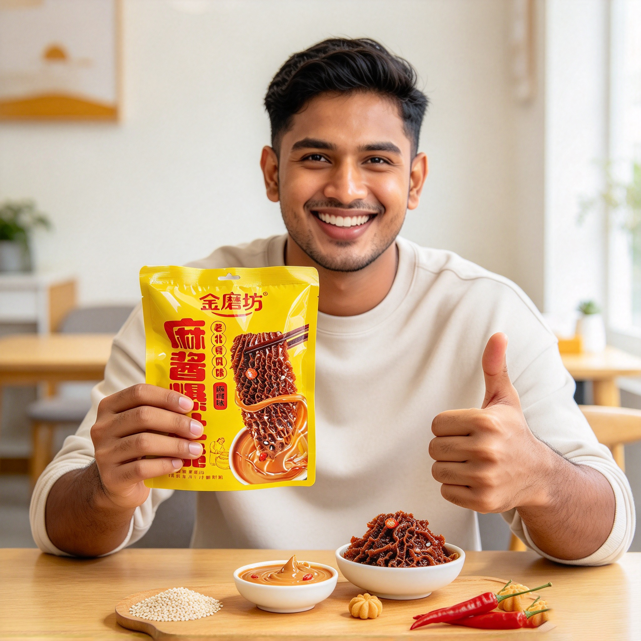 Jinmofang Sesame Crispy Snack 14g 金磨坊麻酱爆肚脆麻酱味14g