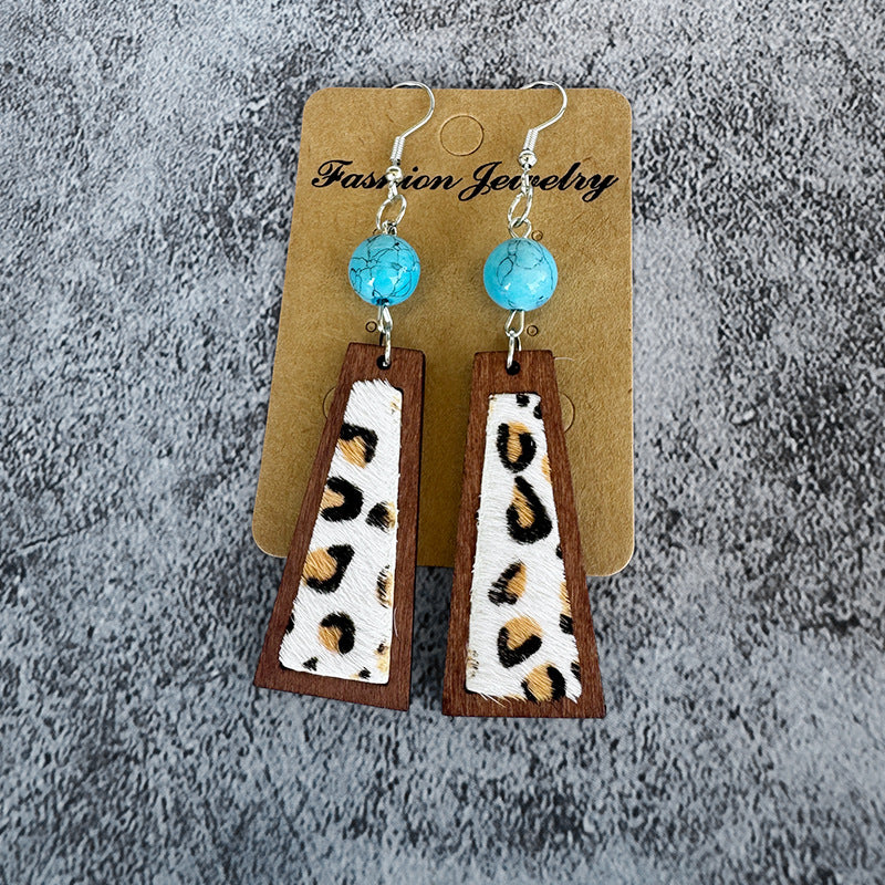 Turquoise Vintage Cross Leather Earrings - product image 7