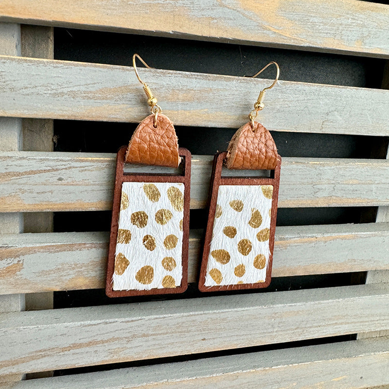 Western Statement Geometric Cross Leather Earrings