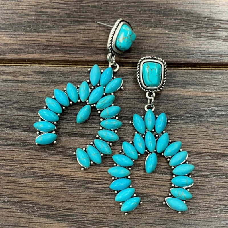 Turquoise Boho Vintage Cross Earrings