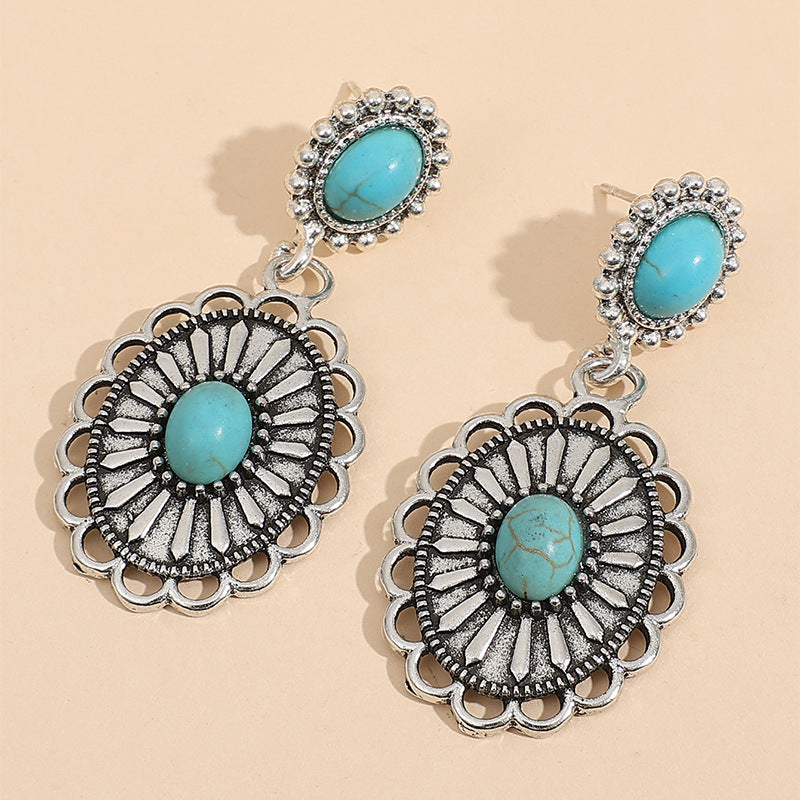Turquoise Boho Vintage Cross Earrings - product image 2